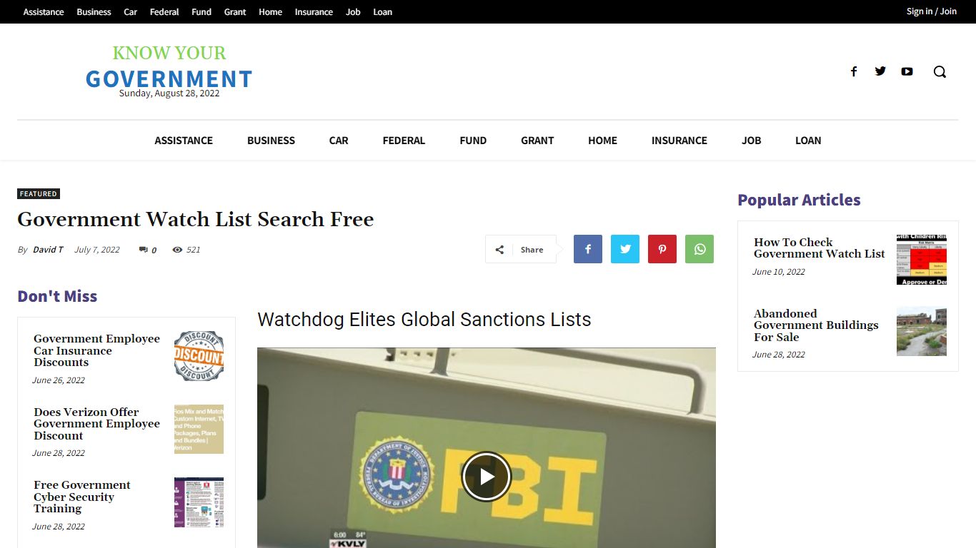 Government Watch List Search Free - KnowYourGovernment.net