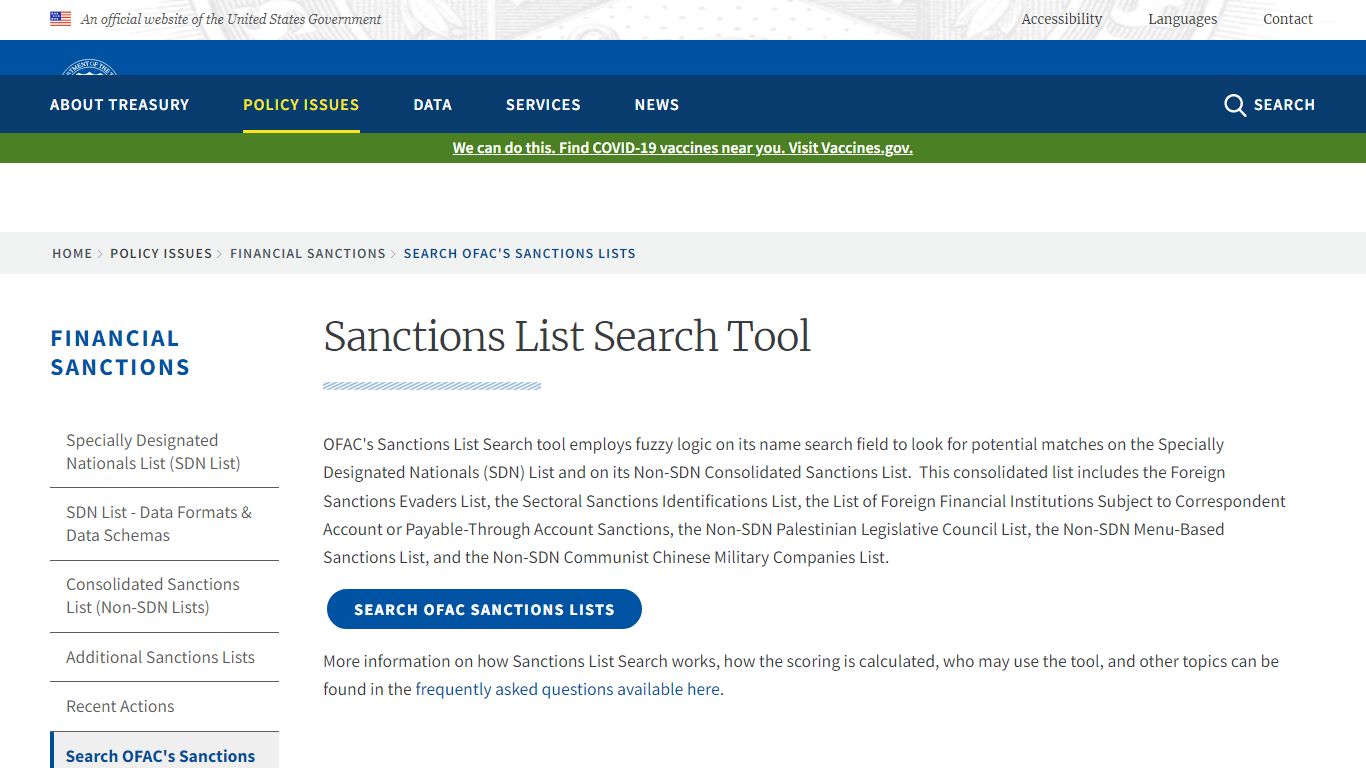 Sanctions List Search Tool | U.S. Department of the Treasury